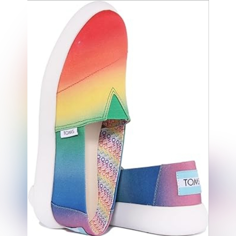 EUC TOMS Alpargata Mallow Rainbow Slip On Loafer Pride 5.5